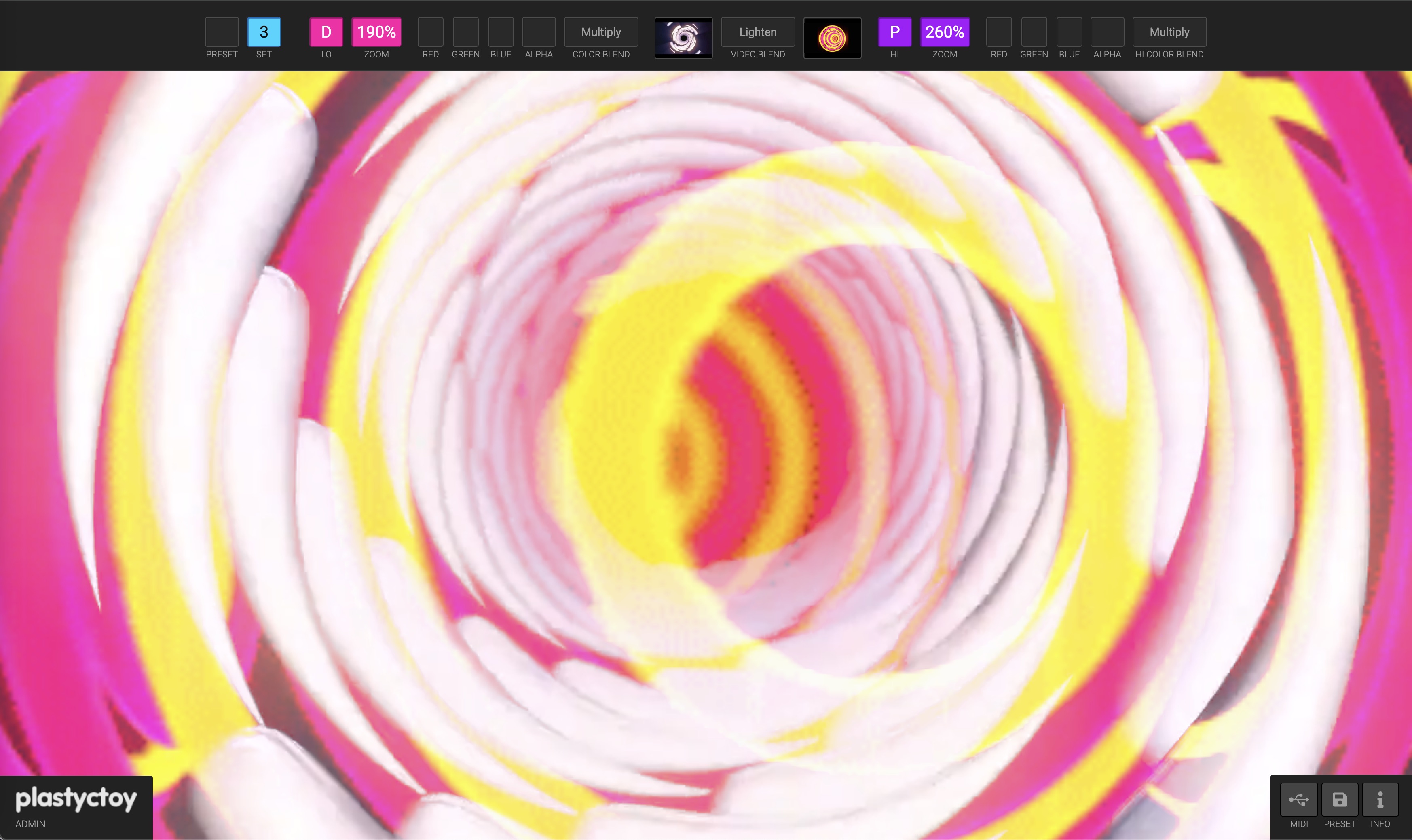 Plastyctoy player interface with layered visuals.